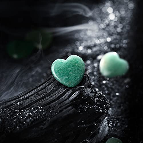 Patelai 24 Pcs Green Aventurine Heart Crystals Green Heart Shaped Worry Stones for Stress Relief, Mental Health Month, Reiki Balancing, Mini Pocket Gemstones Valentines Gift with Black Flannelette Bag - color: Green