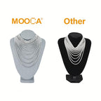 MOOCA 2 Pcs Set Small Linen Covered Wood Jewelry Display Necklace Chain Jewelry Bust Display Holder Stand, Necklaces Mannequin, 7 1/4" H, Dim Gray Linen - color: 5) Dim Gray Linen, 2 piece