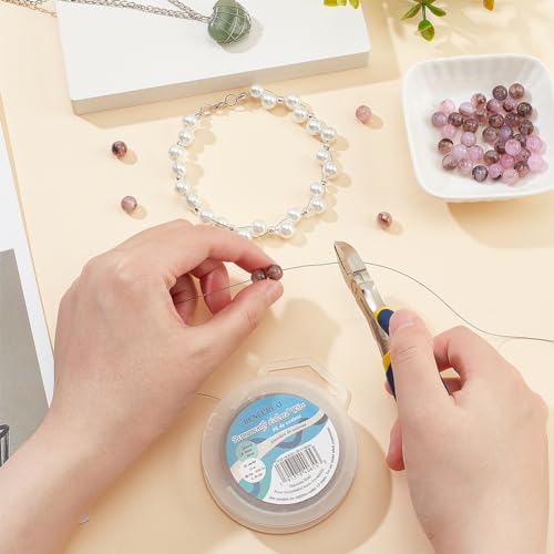 BENECREAT 19 Strands Bead String Wire (0.015 inch/0.38mm, 49FT) Nylon Coated Stainless Steel Beading Wire for Necklace Bracelet Making, LightGray - color: Lightgrey, size: 0.38mm - 19 Strands