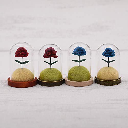 10-Piece Glass Dome Pendant Set - Wooden Base, Mixed Color Glass Cabochons (38x25mm) - size: 38x25mm Mixed Color