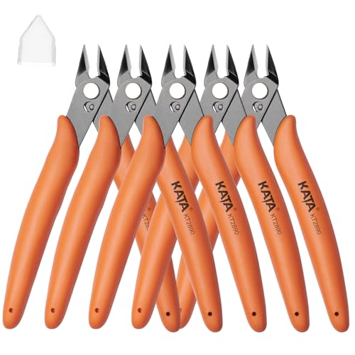 KATA 5-Pack Micro Wire Cutters, Precision Electronics Flush Cutter and Side Cutting pliers, Clean Cut for Model, Jewelry, Model Kits - color: 5 Pack