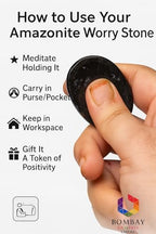 Black Tourmaline Worry Stone – Genuine Polished Palm & Thumb Crystal for Stress Relief, Grounding, Root Chakra Support & Travel Mindfulness Gift - color: Black Tourmaline