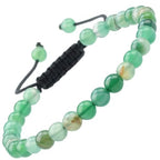 MASSIVE BEADS Natural Healing Power Gemstone Crystal Beads Unisex Adjustable Macrame Bracelets - color: Agate Green, size: 6mm