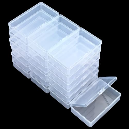 19 Pack Rectangular Clear Plastic Storage Containers Box with Hinged Lid for Beads and Other Small Craft Items (5.7 x 3.35 x 1.38 inch) - size: 5.7 x 3.35 x 1.38 inch