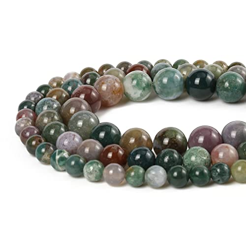 35pcs 10mm Indian Agate Beads Natural Gemstone Beads Round Loose Beads for Jewelry Making - color: Indian Agate, size: 10mm