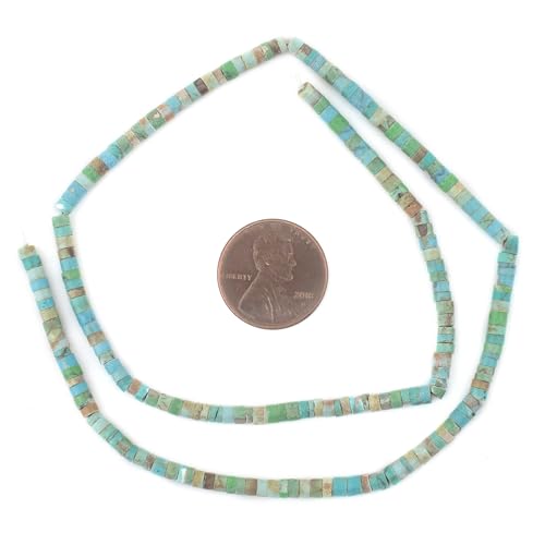The Bead Chest Mixed Afghan Turquoise Beads 3mm Afghanistan Green Heishi Gemstone 15 Inch Strand