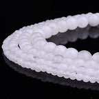 RUBYCA Wholesale Natural White Jade Gemstone Round Loose Beads for Jewelry Making 1 Strand - 4mm - color: White Jade, size: 4 MM