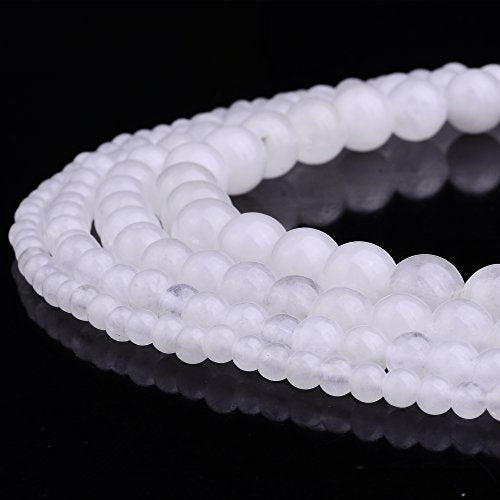 RUBYCA Wholesale Natural White Jade Gemstone Round Loose Beads for Jewelry Making 1 Strand - 4mm - color: White Jade, size: 4 MM