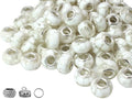 White Shell European Craft Beads for Jewelry Making Large Hole Beads for Pen 140pcs 14mm Rondelle Slide Charm Beads, Big Hole Space Resin Beads for DIY Bracelet Charms (PT400) - color: PT400 Shell White