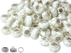 White Shell European Craft Beads for Jewelry Making Large Hole Beads for Pen 140pcs 14mm Rondelle Slide Charm Beads, Big Hole Space Resin Beads for DIY Bracelet Charms (PT400) - color: PT400 Shell White