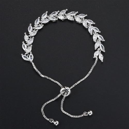 3PCS Tennis Bracelets for Women Set - Stackable Gold & Silver Plated Brass - Round & Marquise Cubic Zirconia - Adjustable & Foldover Clasp - Elegant Jewelry Gift for Her, Mom, Wife, Girlfriend - color: Silver - 3PCS Bracelet Set