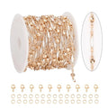 KYUNHOO 4 Meters Satellite Beaded Chain for Jewelry Making White Oil Drip Chain Link Gold Plated Brass Chain Spool for Women Making Jewelry Crafting Finding Supplies - color: Stick White