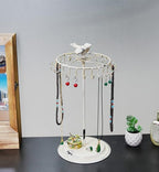 Rustic White Bird Rotating Necklace Holder Bracelet Stand/Jewelry Organizer/Jewelry Tree - color: Rustic White