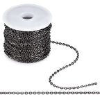 PH PandaHall 33 ft Necklace Chains 2.2mm Black Iron Cross Chains Link Flat O-Shaped Cable Chains Craft Jewelry Chain for DIY Necklace Bracelet Jewelry Making, 3x2.2x0.6mm - color: Black-3x2.2x0.6mm, size: 3x2.2x0.6mm
