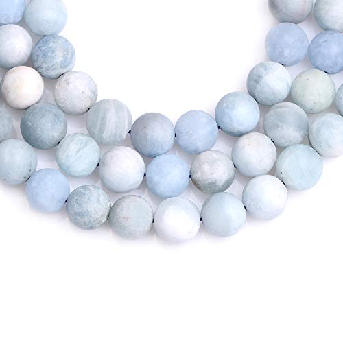 GEM-Inside Natural 12mm Aquamarine Quartz Gemstone Loose Beads Frosted Round A Grade Crystal Energy Stone Power for Jewelry Making 15" - color: Aquamarine, size: 12mm
