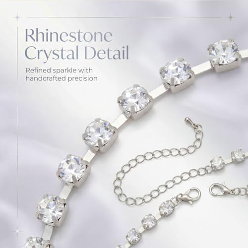 Brishow Crystal Head Chain Jewelry Gold Rhinestone Hair Chain Boho Bridal Headpiece for Women - color: Silver