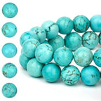 HAAMIIQII 8mm Natural Blue Turquoise Beads Round Gemstone Loose Beads for Jewelry Making 2 Strands (92-96pcs) - color: Blue Turquoise, size: 8mm (92-96pcs)