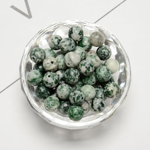 120pcs(2 Strand/Set) 6mm Natural Green Spot Jasper Gemstone Beads with Energy Power, Smooth Round Stone Beads for Jewlery Bracelets Making Crafts - color: Green Spot Jasper, size: 6mm