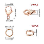 PandaHall 60 pcs 5mm 304 Stainless Steel Jump Rings with 30 pcs Lobster Claw Clasps for Earring Bracelet Necklace Pendants Jewelry DIY Craft Making, Rose Gold - color: Rose Golden-90 pcs, size: 5mm Jump Rings