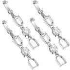 4 Pcs Rhinestone Bracelet Extender, Crystal Silver Necklace Watch Extender Clasp for Women, Foldover Extension Jewelry Clasps Clip for Jewelry Making, Necklace, Bracelet