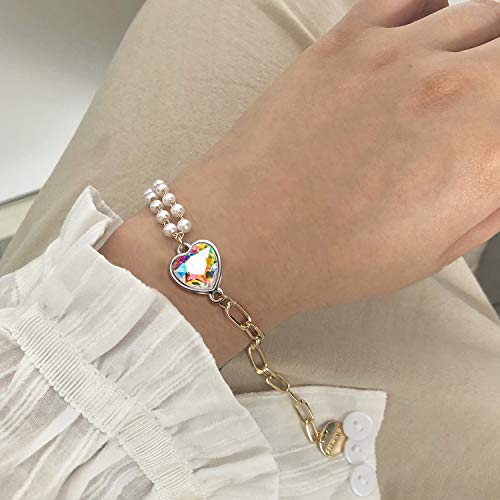 BronaGrand Crystal Birthstone Pendants, 20pcs Mixed Colors Heart Crystal Birthstone Charms Glass Gemstone Pendants Flat Round Glass Links Charms with Double Loop Bail Connectors for Jewelry Making