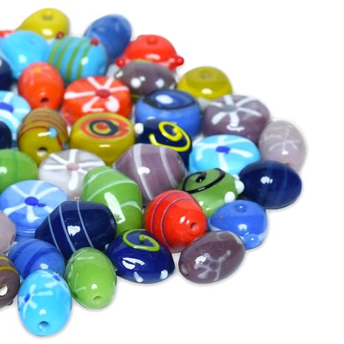 2/3 LB Bag of Assorted Glass Beads for Jewelry Making, Lampwork Murano Bead Mix for Bracelets and Necklaces, Crafting Beads Supplies Kit, Large & Small Beads (Candy Beads Mix) - color: Candy Beads Mix