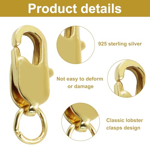 10Pcs Lobster Claw Clasp with Jump Ring, 18K Gold Jewelry Clasps for Necklace, Bracelets(Gold) - color: gold, size: 10