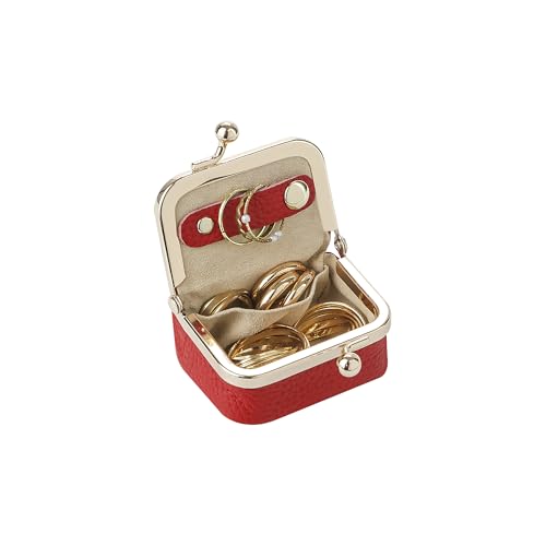 Royal Bagger Genuine Cow Leather Mini Jewelry Box Women's Coin Purse Solid Color Kiss Lock Change Pouch Casual Style Small Storage Bag for Women 1894 (Lake Green) - color: Lake Green
