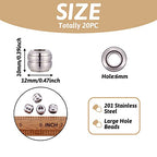Cheriswelry 20pcs Barrel Striped 304 Stainless Steel Beads European Large Hole Metal Beads Mini Loose Spacer Beads Slide Charms 12x10mm for DIY Earring Bracelet Necklace Jewelry Making - color: Barrel Striped