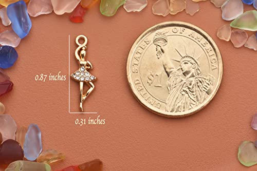 Pack of 20 Rhinestone Charms Gold Plated Pendants Pave Crystal Accessories for Necklace Bracelet Jewelry Making DIY Crafting - color: (Ballet)VID61701