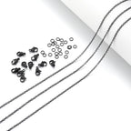 66Feet Black Stainless Steel Necklace Chains Cable Link Chains for Jewelry Making DIY Craft Kit with Lobster Clasps Jump Rings - color: 66Feet-Black, size: 2.5mm
