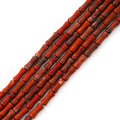 5x12mm Natural Red Stone Bamboo Shape Gem Healing Energy Loose Spacer Beads for DIY Necklace Bracelet Earring - color: Red Stone