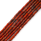 5x12mm Natural Red Stone Bamboo Shape Gem Healing Energy Loose Spacer Beads for DIY Necklace Bracelet Earring - color: Red Stone