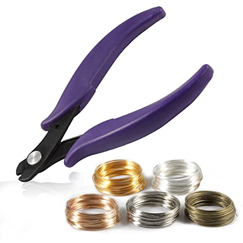 5.5 Inches Memory Wire Cutter for Jewelry Making Memory Wire Cutter kit for Bracelet Making 500 Gold Silver KC Gold White K Bronze Memory Wire Loops Memory Beading Wire Jewelry Beading Wire - color: Colorful