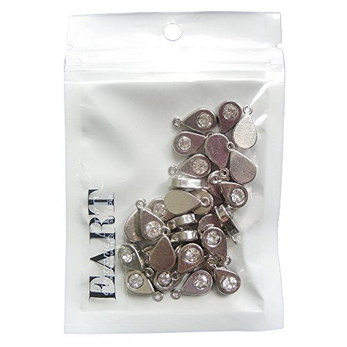 RUBYCA 60PCS Charm Pendant Crystal Drop Tibetan Metal Beads Silver Color Jewelry Making Bracelet - color: Drop Crystal, size: 60 PCS