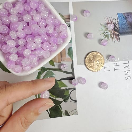 8mm Crackle Glass Beads for Jewelry Making, 700Pcs Round Crystal Beads for Bracelets, DIY Crafts (Purple Crackle) - color: Purple Crackle
