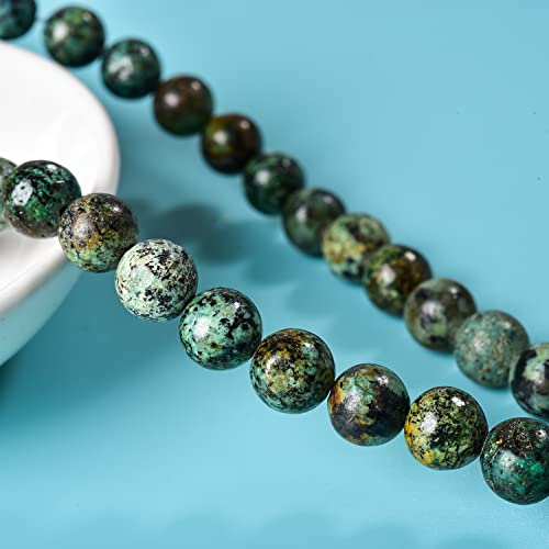 150pcs 8mm African Turquoise Beads, Natural Gemstone Beads Round Loose Beads for Jewelry Making Energy Healing Power Stones - color: African Turquoise, size: 8mm