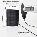 LUSTEMBER 330 Feet Satin Nylon String, 1 mm Silky Smooth Durable Nylon Cord for Jewelry Making, Bracelets, Beading, Necklaces, Macrame, Kumihimo, Rattail, and Chinese Knot Craft - size: Black
