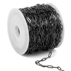 [33 Ft] Gunmetal Paperclip Chains Roll, 2.5mm Width 304 Stainless Steel Black Paperclip Oval Link Chain Spool Bulk for DIY Jewelry Making - color: black color(2.5mm)