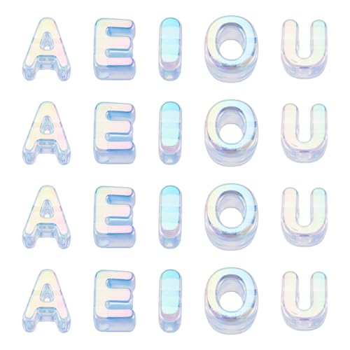 FASHEWELRY 50Pcs Large Letter Beads, 20mm Big Acrylic Alphabet Beads, Large Hole Vowel Bead Spacer for Bracelets Necklaces Bag Charms Shoelaces Keychains Lanyards (Navy Blue) - color: Navy Blue