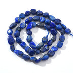 6-8mm Natural Blue Lapis Lazuli Nuggets Oval Free Tumbled Pebble Semi Precious Gemstone Loose Stone Beads Approx 15.5 inch for DIY Jewelry Making - color: Blue Lapis Lazuli