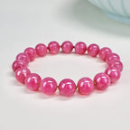 Gemstone Beaded Necklace for Women, Trendy 18K Gold Plated Hematite Natural Stone Bead Choker, Boho Handmade Summer Beach Necklaces for Women Everyday Western Jewelry Gifts - color: Pink Quartz