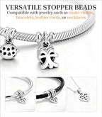 GW Stopper Charms 925 Sterling Silver Round Rondelle Spacer Beads with Exquisite Velvet Bag for Charm Bracelets for Women - color: Silver-8PCS