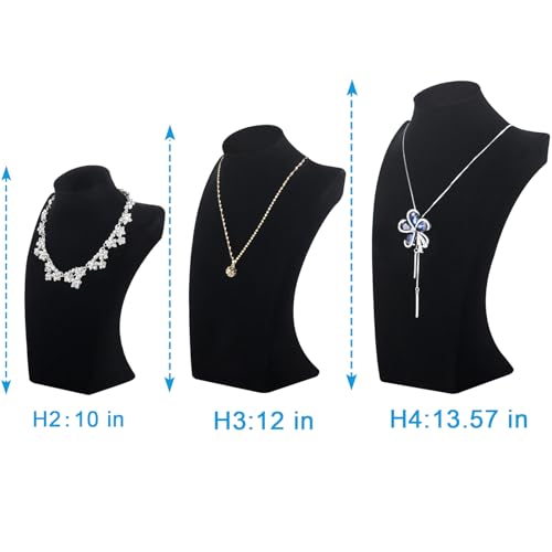 Polmart H4 Necklace Display Bust (Black Velvet, 13 ½”H)