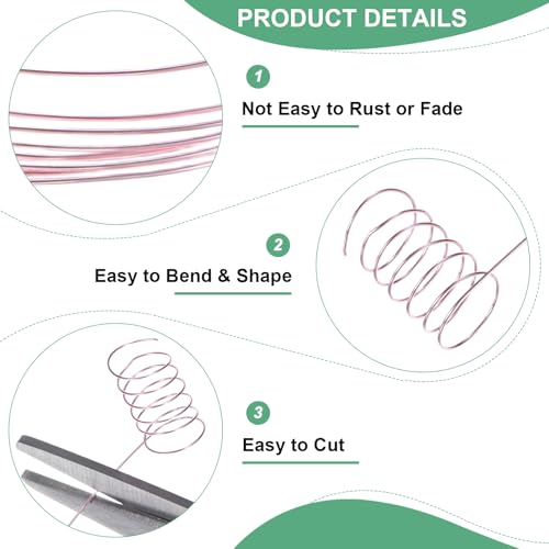 M METERXITY 0.2mm Jewelry Wire, 32 Gauge 328FT Craft Wire Copper Beading Wire for Jewelry Making/Planting/Weaving/DIY Crafting, Soft Metal Wires [100M, Rose Golden] - color: Rose Golden, size: 0.2mm 32 Gauge