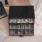 YUFONG Earring Organizer Box Acrylic Jewelry Organizer with 3 Drawers 54 Adjustable Grids Clear Stackable Earring Holder Velvet Trays Ring Display Case for Women Girls (Black Gray) - color: Black Gray