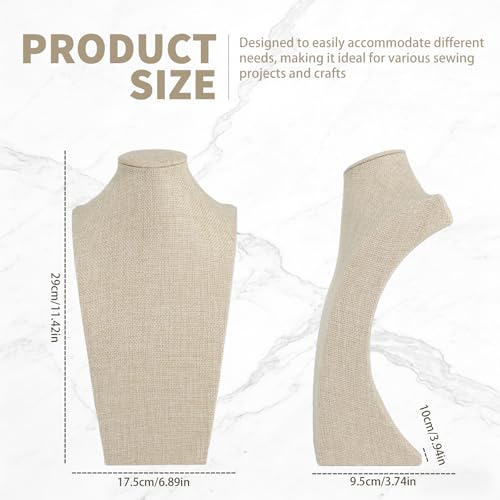 6 Pcs Linen Jewelry Display with Premium Nursing Cloth Stand Necklace Mannequin Holder Bust Necklace for Trade Shows Jewelry Selling