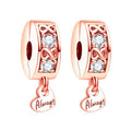 Clip Stopper Spacer Charms for Bracelets Necklaces, Compatible with Pandora,Jewery Mking DIY - style: Always Inifinity Pavé Clip 14K Rose Gold Plated
