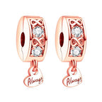 Clip Stopper Spacer Charms for Bracelets Necklaces, Compatible with Pandora,Jewery Mking DIY - style: Always Inifinity Pavé Clip 14K Rose Gold Plated