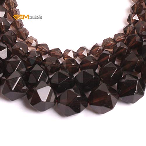 GEM-Inside Natural 6mm Smoky Quartz Gemstone Loose Beads Faceted Cambay Crystal Energy Stone Power for Jewelry Making 15" - color: Smoky Quartz, size: 6mm
